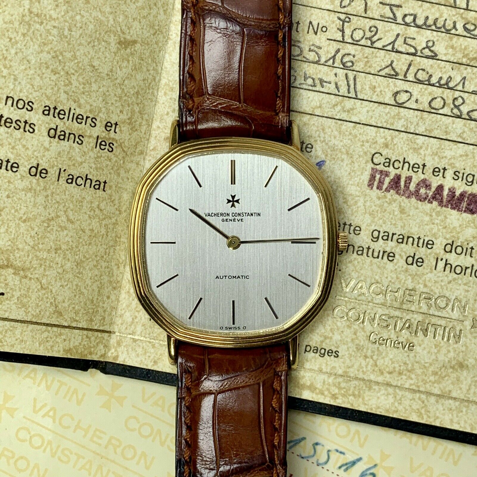 1982 Vintage Vacheron Constantin Ref.43024 Ultra Slim Solid 18k Gold Papers