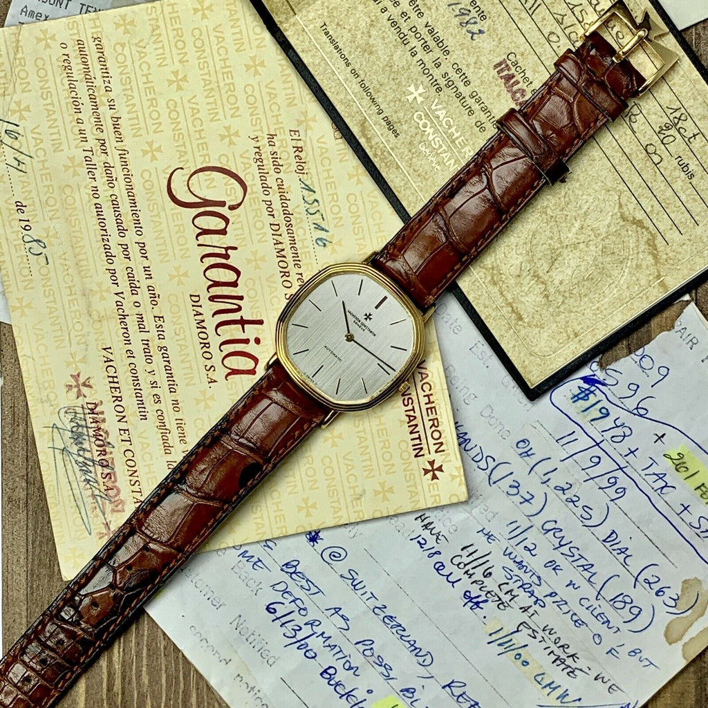 1982 Vintage Vacheron Constantin Ref.43024 Ultra Slim Solid 18k Gold Papers