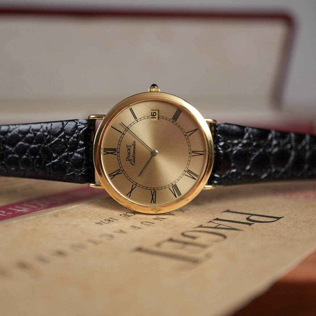 1983 Piaget Altiplano 13603 Ultra-Thin Automatic Yellow Gold Box and Papers