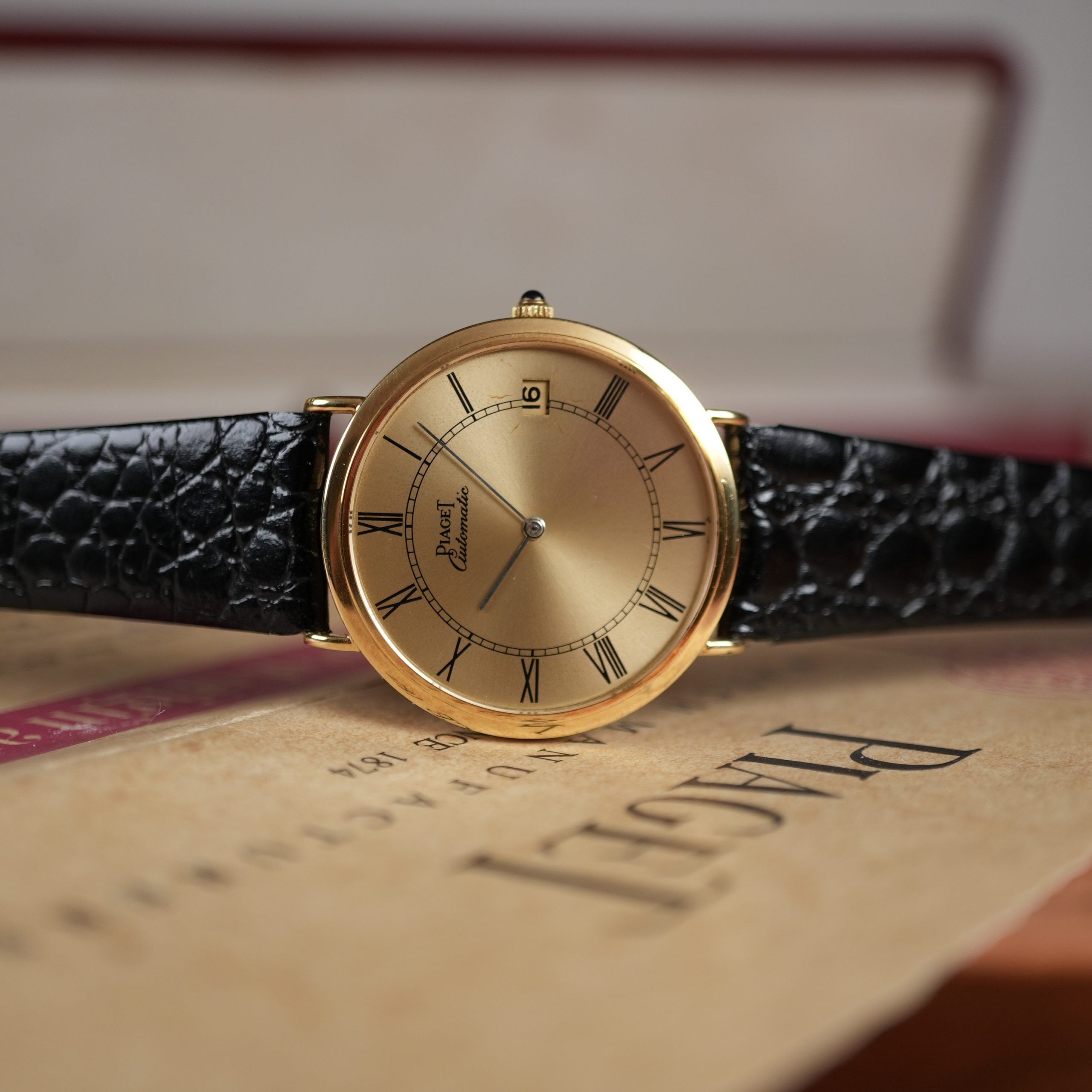 1983 Piaget Altiplano 13603 Ultra-Thin Automatic Yellow Gold Box and Papers