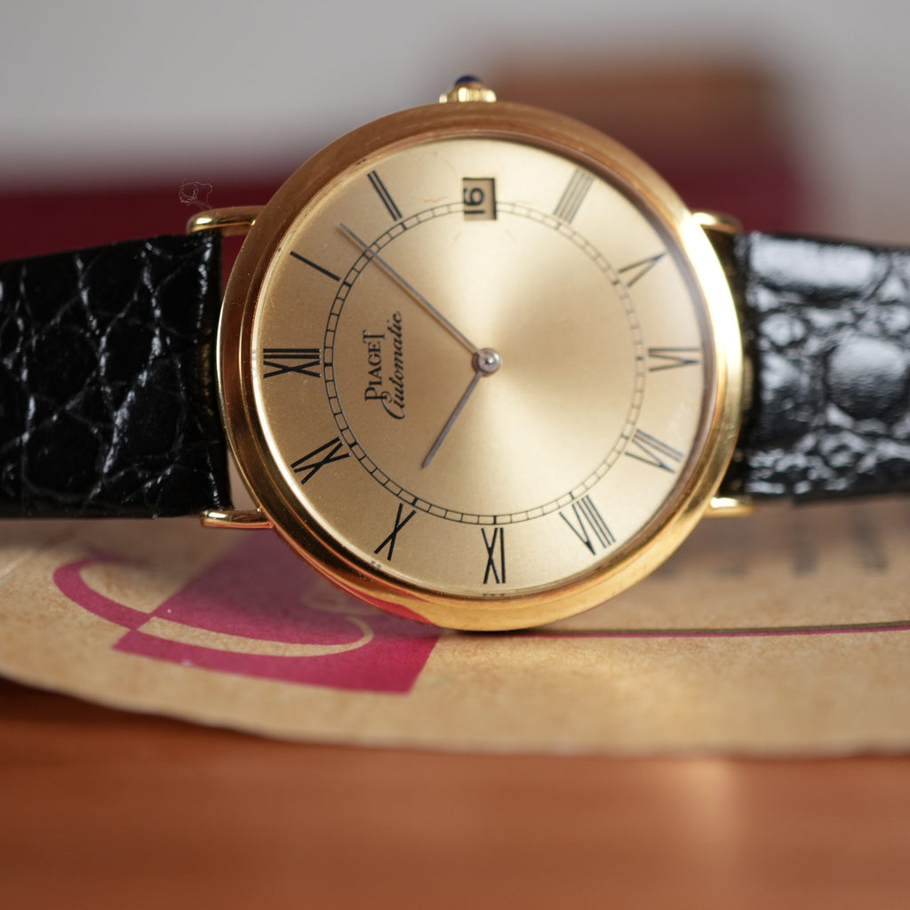 1983 Piaget Altiplano 13603 Ultra-Thin Automatic Yellow Gold Box and Papers
