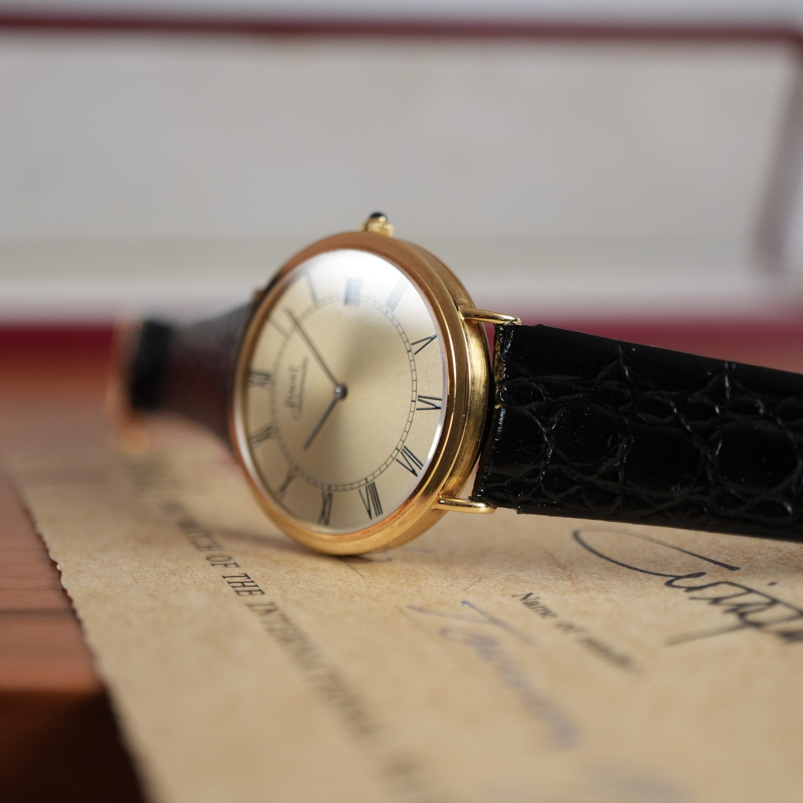 1983 Piaget Altiplano 13603 Ultra-Thin Automatic Yellow Gold Box and Papers