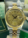 1984 Rolex 16013 Datejust Gold & Steel Unpolished w Box & Papers Collectors set