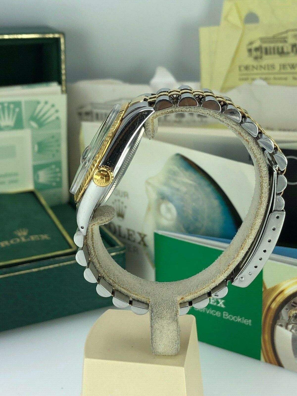 1984 Rolex 16013 Datejust Gold & Steel Unpolished w Box & Papers Collectors set
