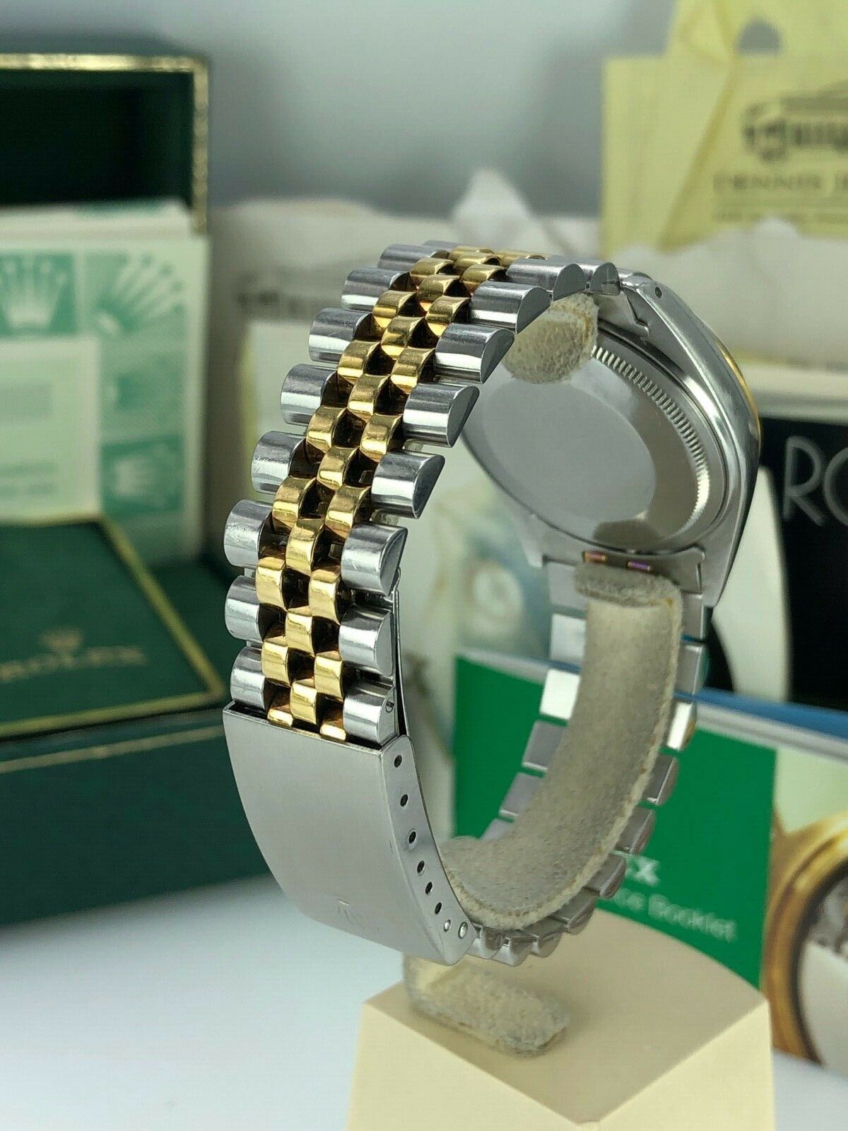 1984 Rolex 16013 Datejust Gold & Steel Unpolished w Box & Papers Collectors set