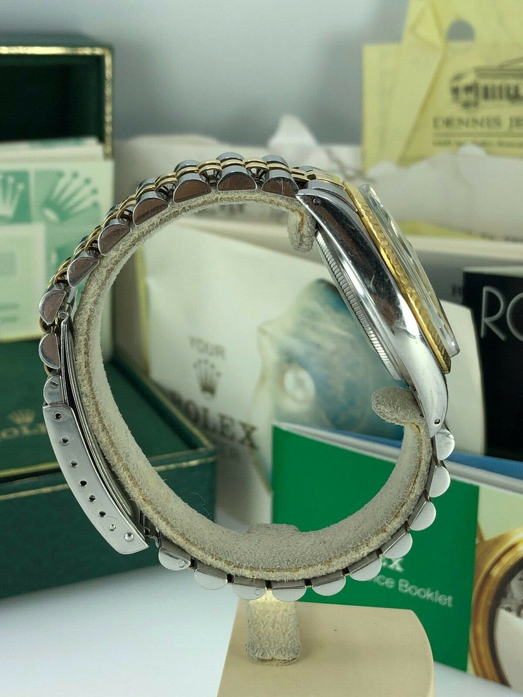 1984 Rolex 16013 Datejust Gold & Steel Unpolished w Box & Papers Collectors set
