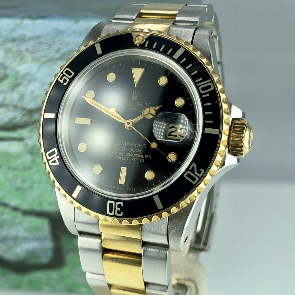 1984 Vintage Rolex 16803 Submariner 2 Tone Gold & Steel Unpolished Patina Dial