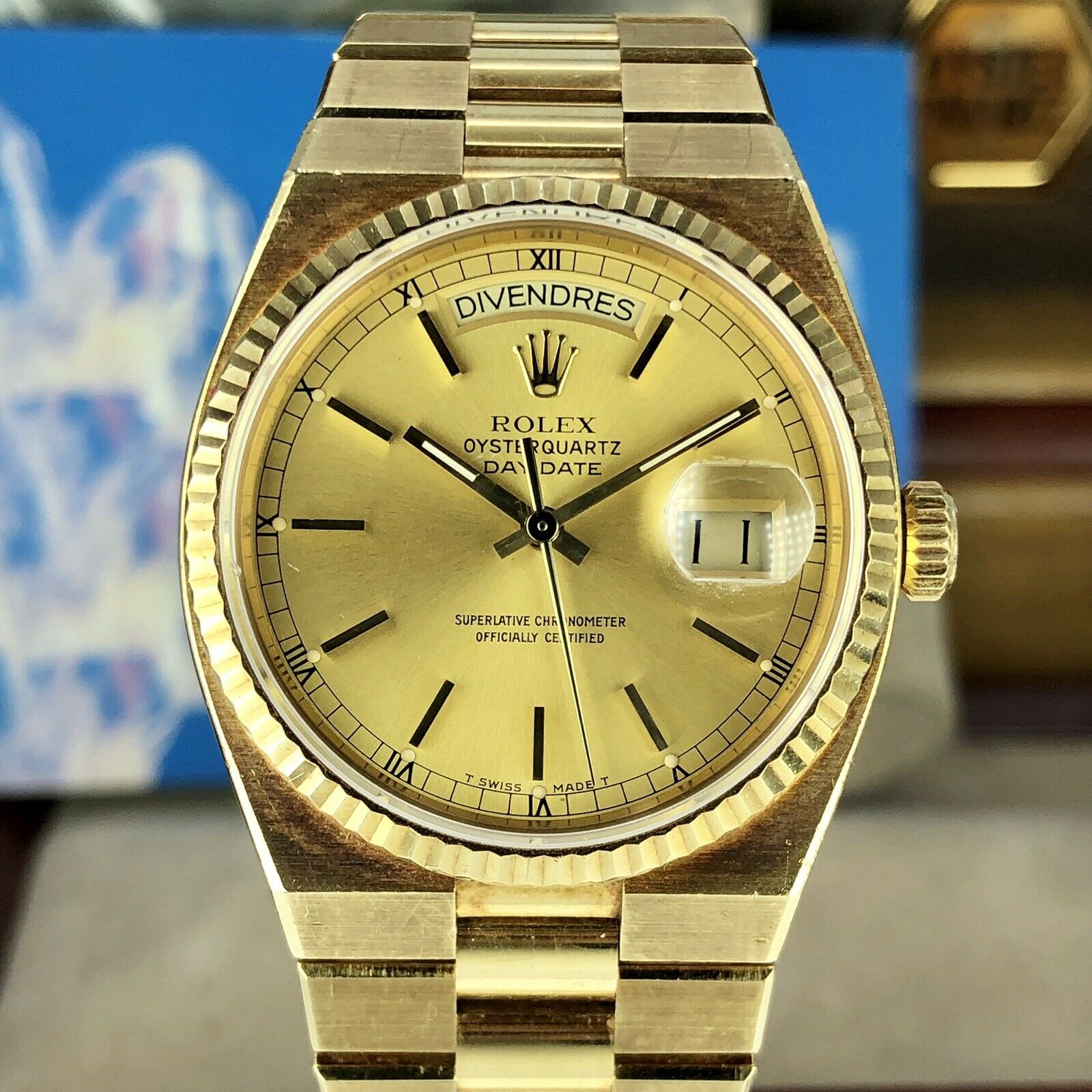1984 Vintage Rolex Oysterquartz Day-Date 19018 Unpolished Mint Condition W Box