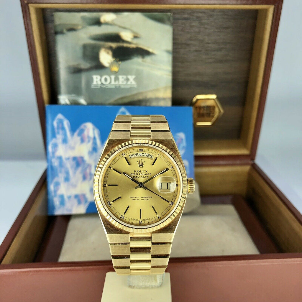 1984 Vintage Rolex Oysterquartz Day-Date 19018 Unpolished Mint Condition W Box