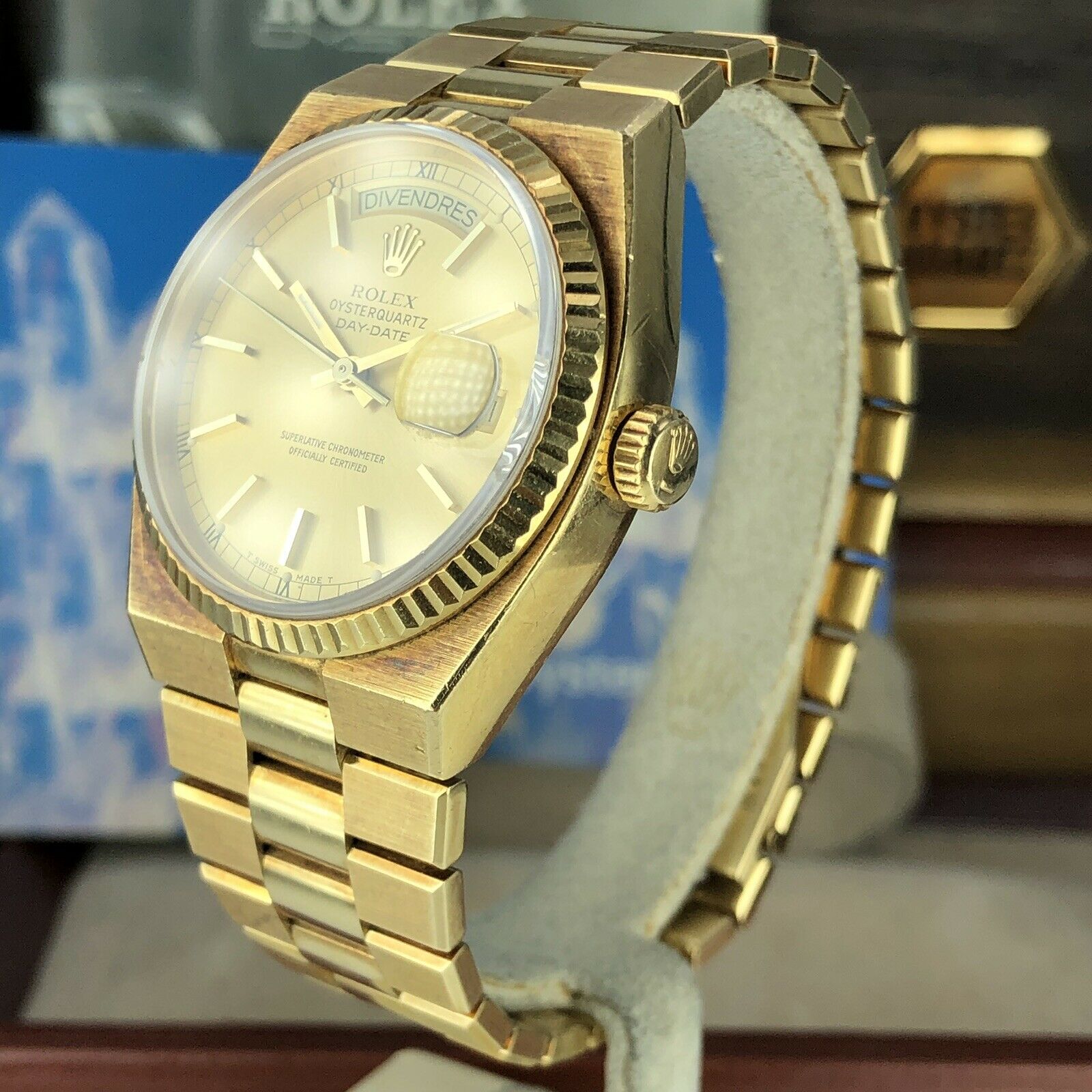 1984 Vintage Rolex Oysterquartz Day-Date 19018 Unpolished Mint Condition W Box