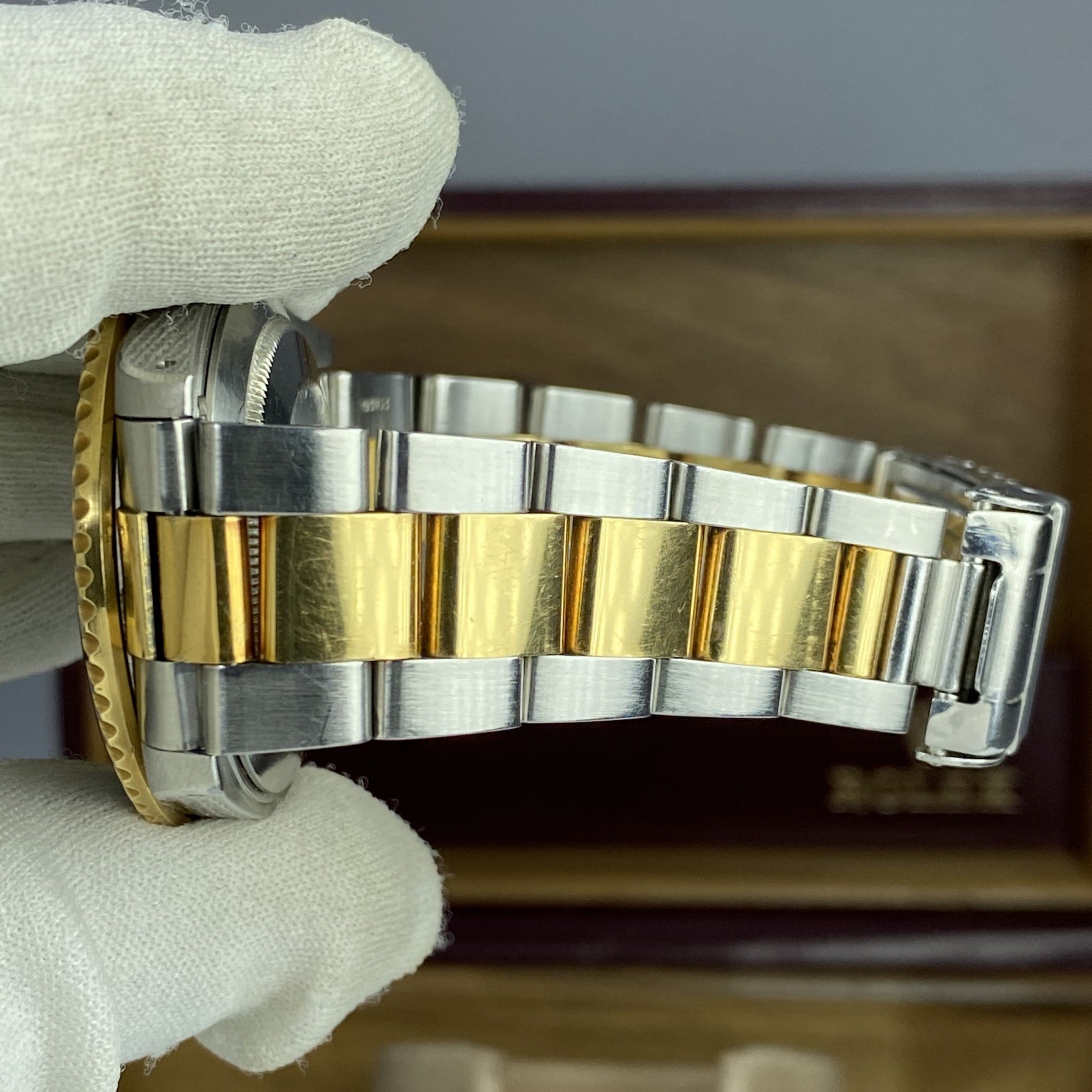 1984 Vintage Rolex Submariner 16803 Unpolished 18k gold & Steel Rare Factory Gray Serti Diamonds Dial