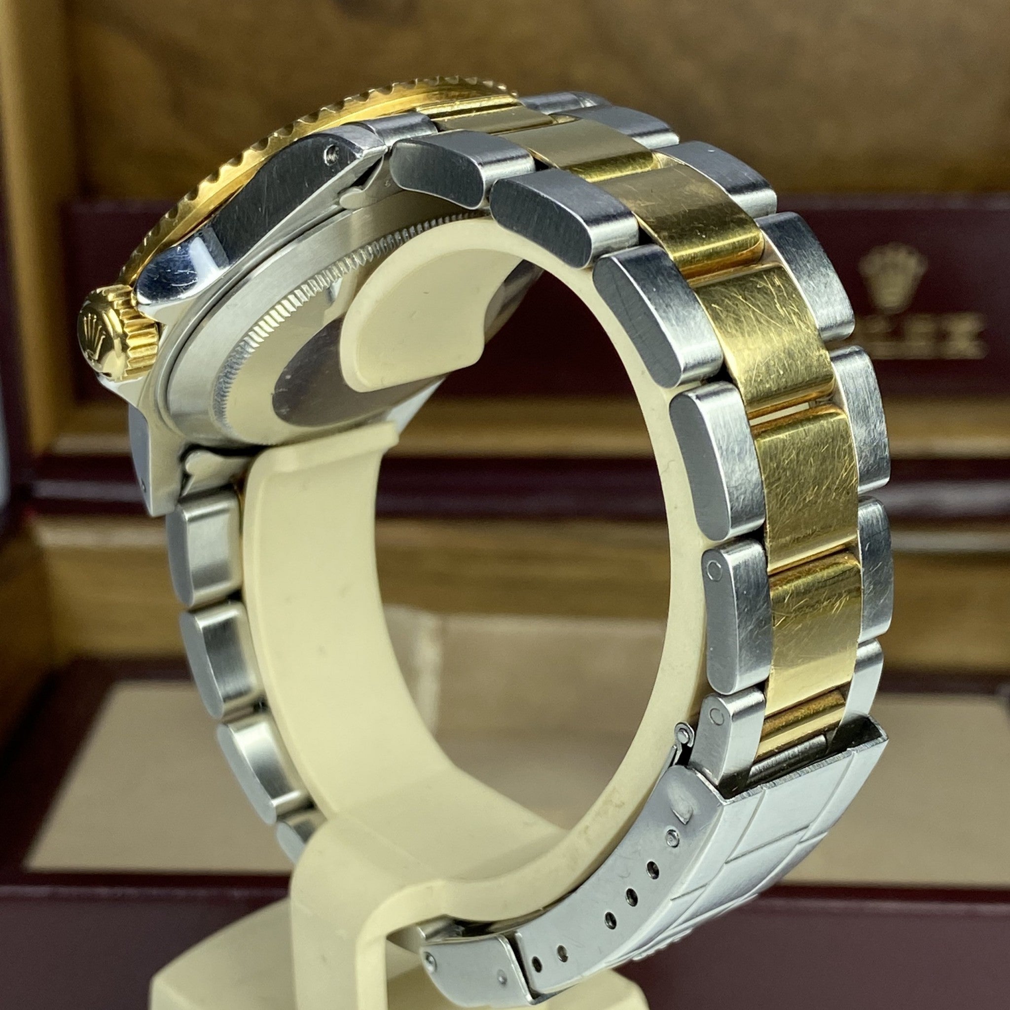 1984 Vintage Rolex Submariner 16803 Unpolished 18k gold & Steel Rare Factory Gray Serti Diamonds Dial