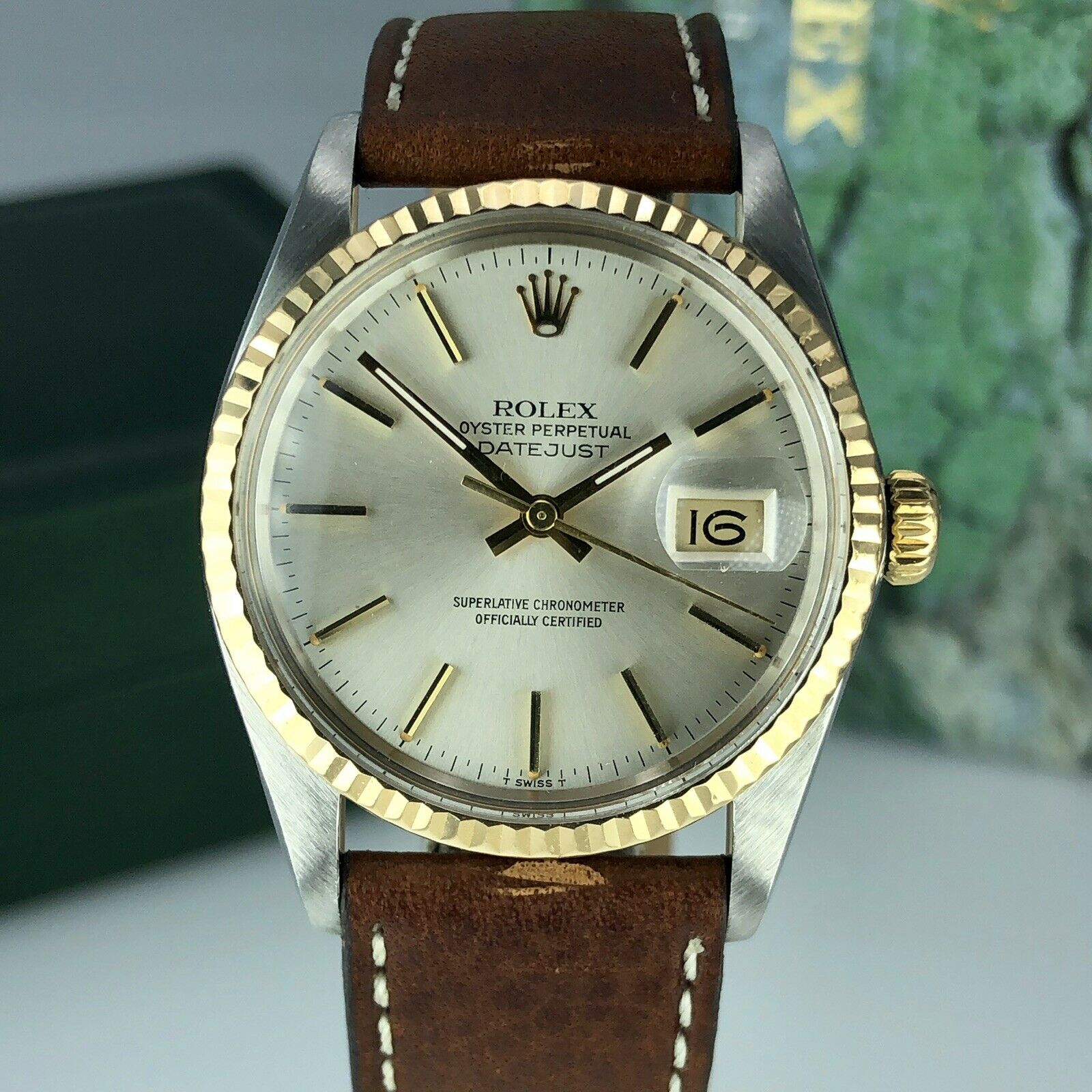 1985 Vintage Rolex 16013 Datejust 2 tone gold & Steel Original Dial w Rolex Box