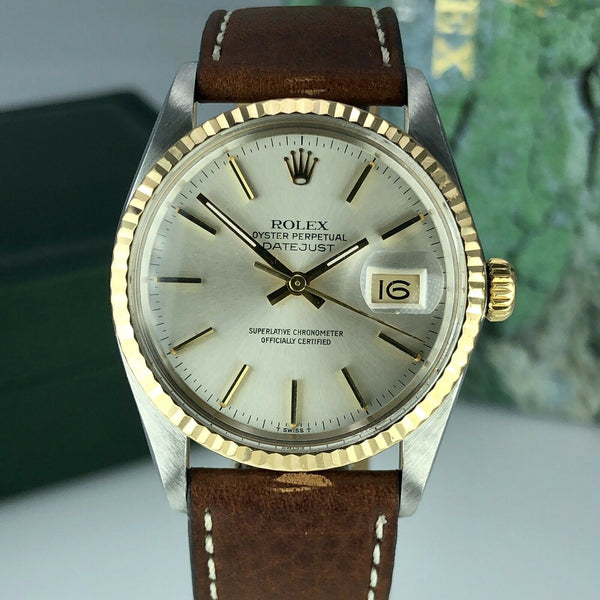 1985 Vintage Rolex 16013 Datejust 2 tone gold & Steel Original Dial w Rolex Box