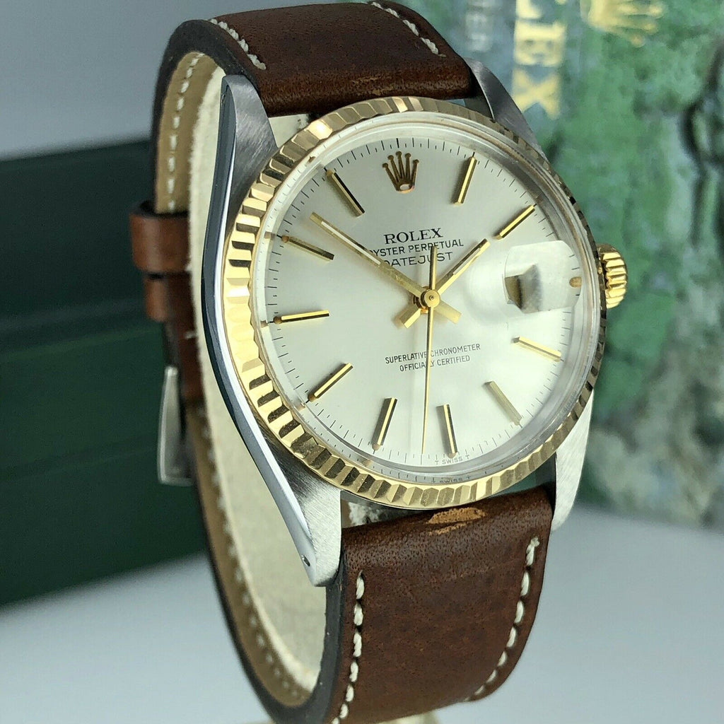 1985 Vintage Rolex 16013 Datejust 2 tone gold & Steel Original Dial w Rolex Box