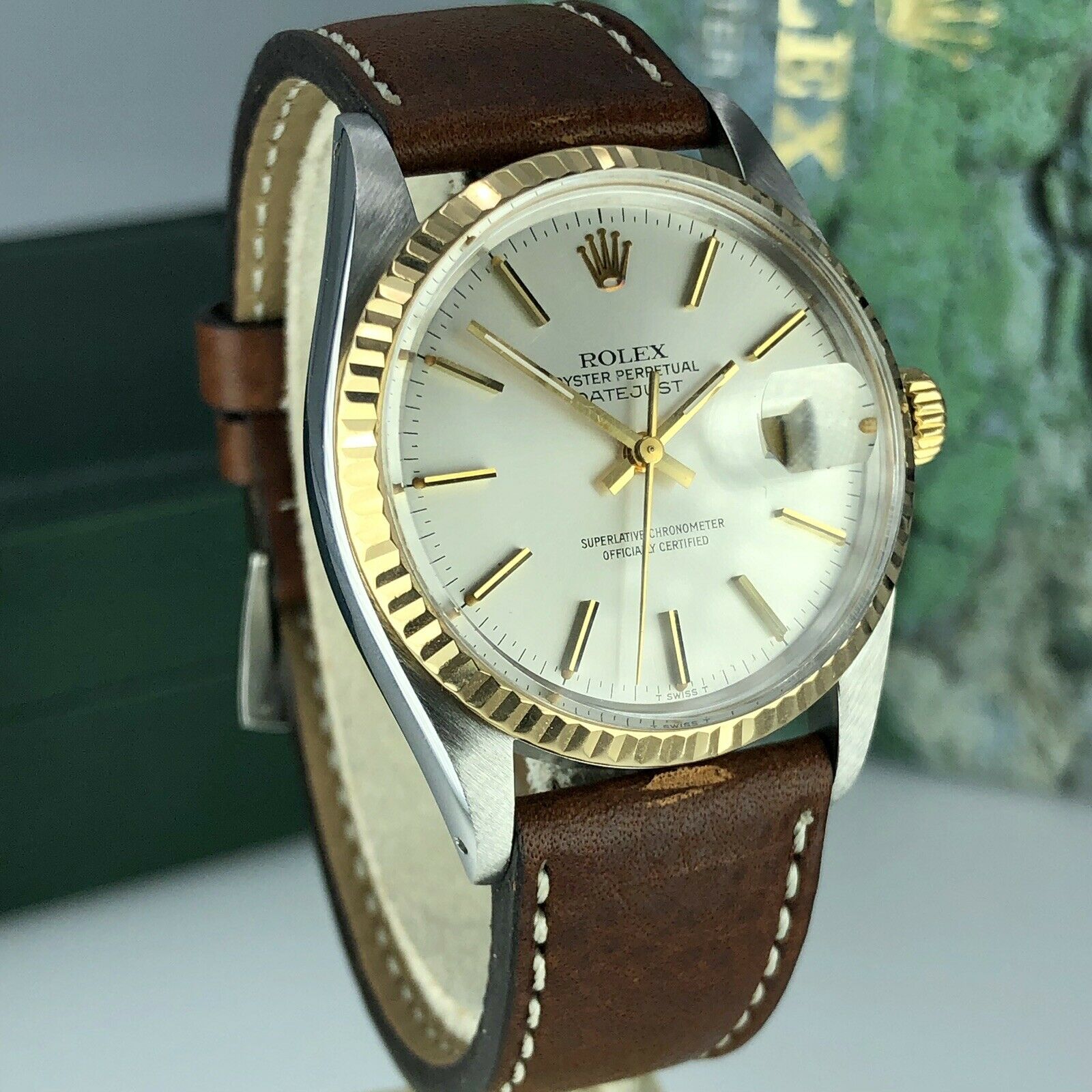1985 Vintage Rolex 16013 Datejust 2 tone gold & Steel Original Dial w Rolex Box