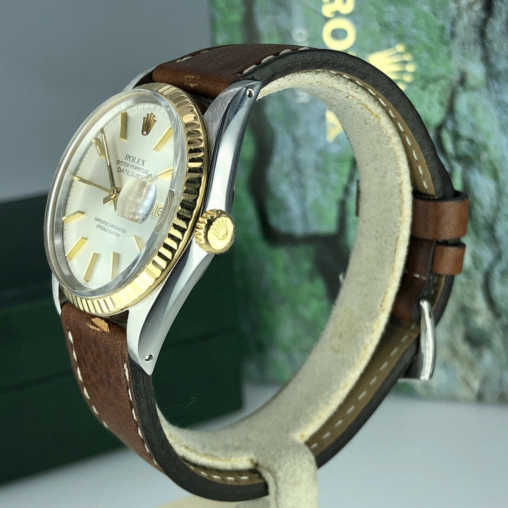 1985 Vintage Rolex 16013 Datejust 2 tone gold & Steel Original Dial w Rolex Box