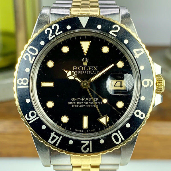 1985 Vintage Rolex 16753 GMT-Master 2 Tone Gold & Steel