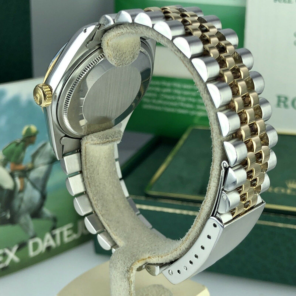 1986 Rolex 16013 Datejust Gold & Steel Black Dial w Box & Papers Collectors set