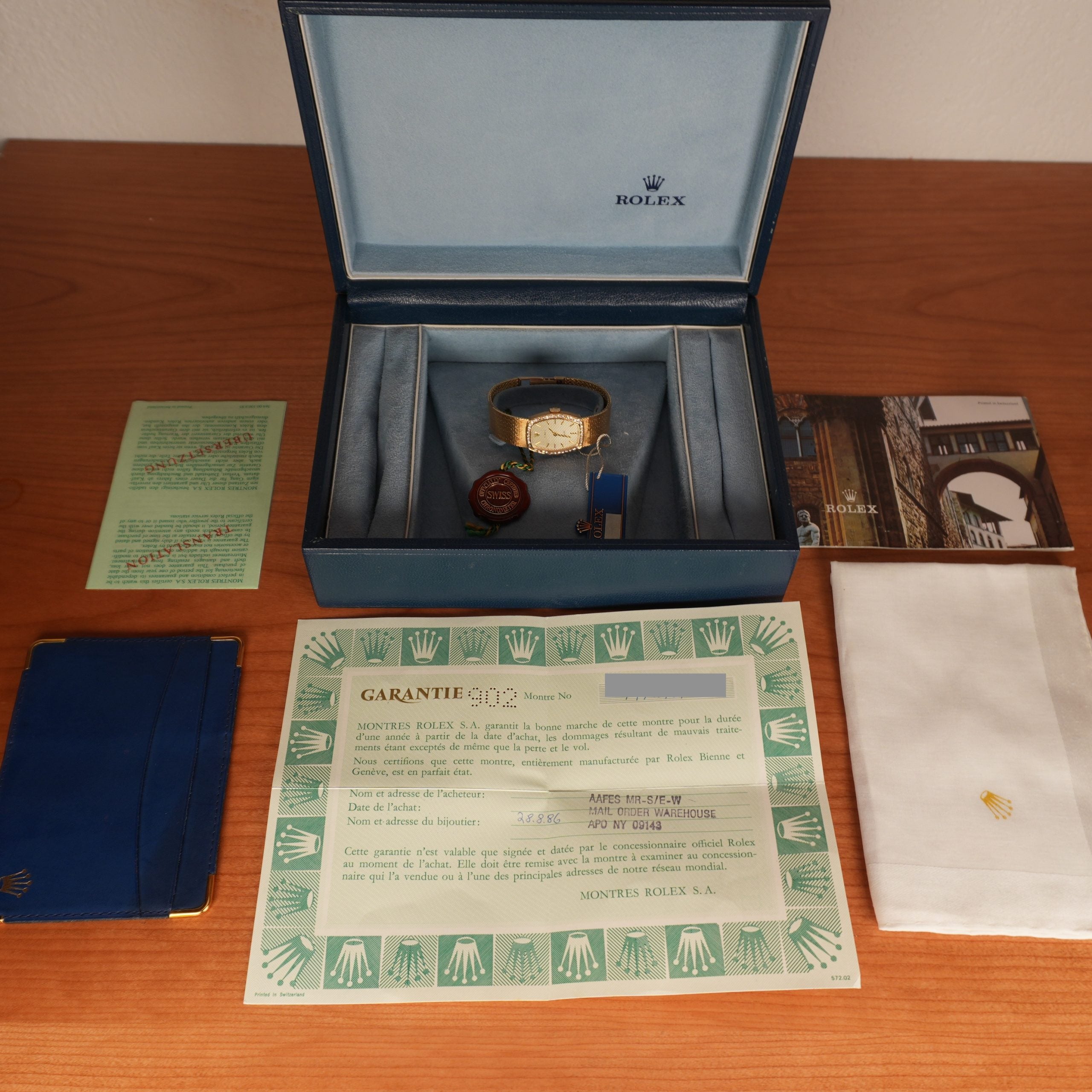 1986 Rolex Cellini Orchid Ref. 3466 18k Gold with Factory Diamonds Full Set New Old Stock