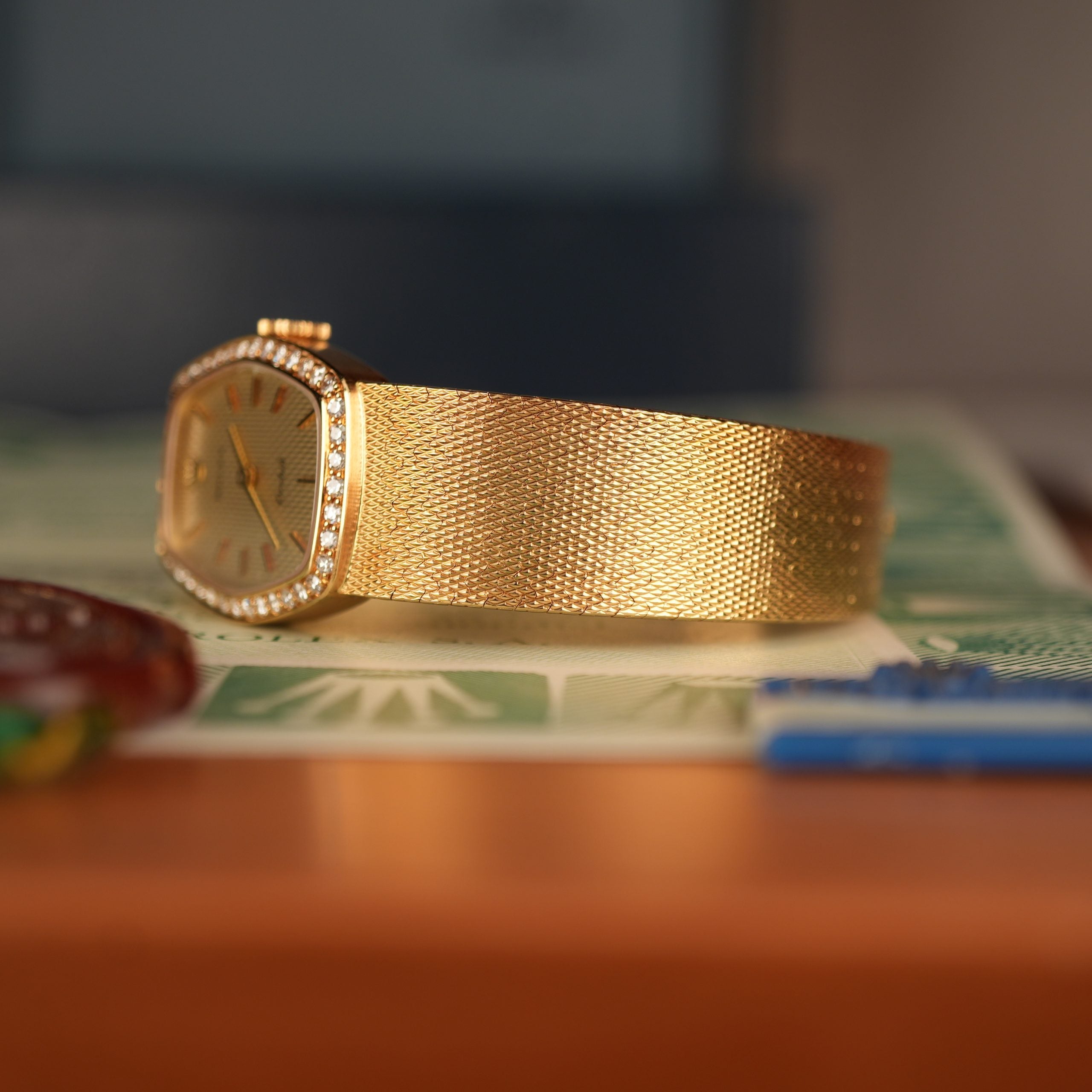 1986 Rolex Cellini Orchid Ref. 3466 18k Gold with Factory Diamonds Full Set New Old Stock