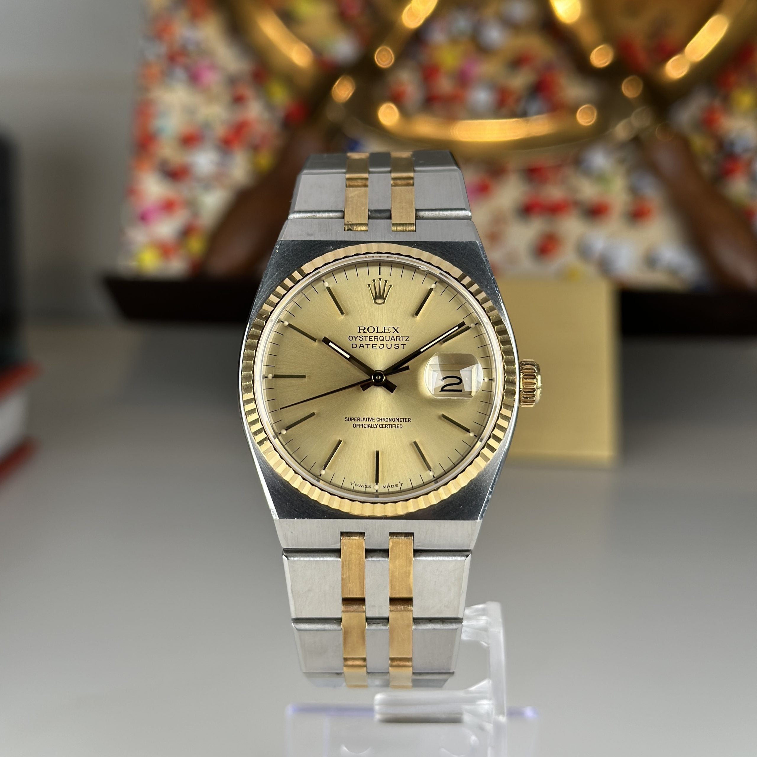 1986 Rolex Datejust Oysterquartz 17013 Steel and Gold Unpolished