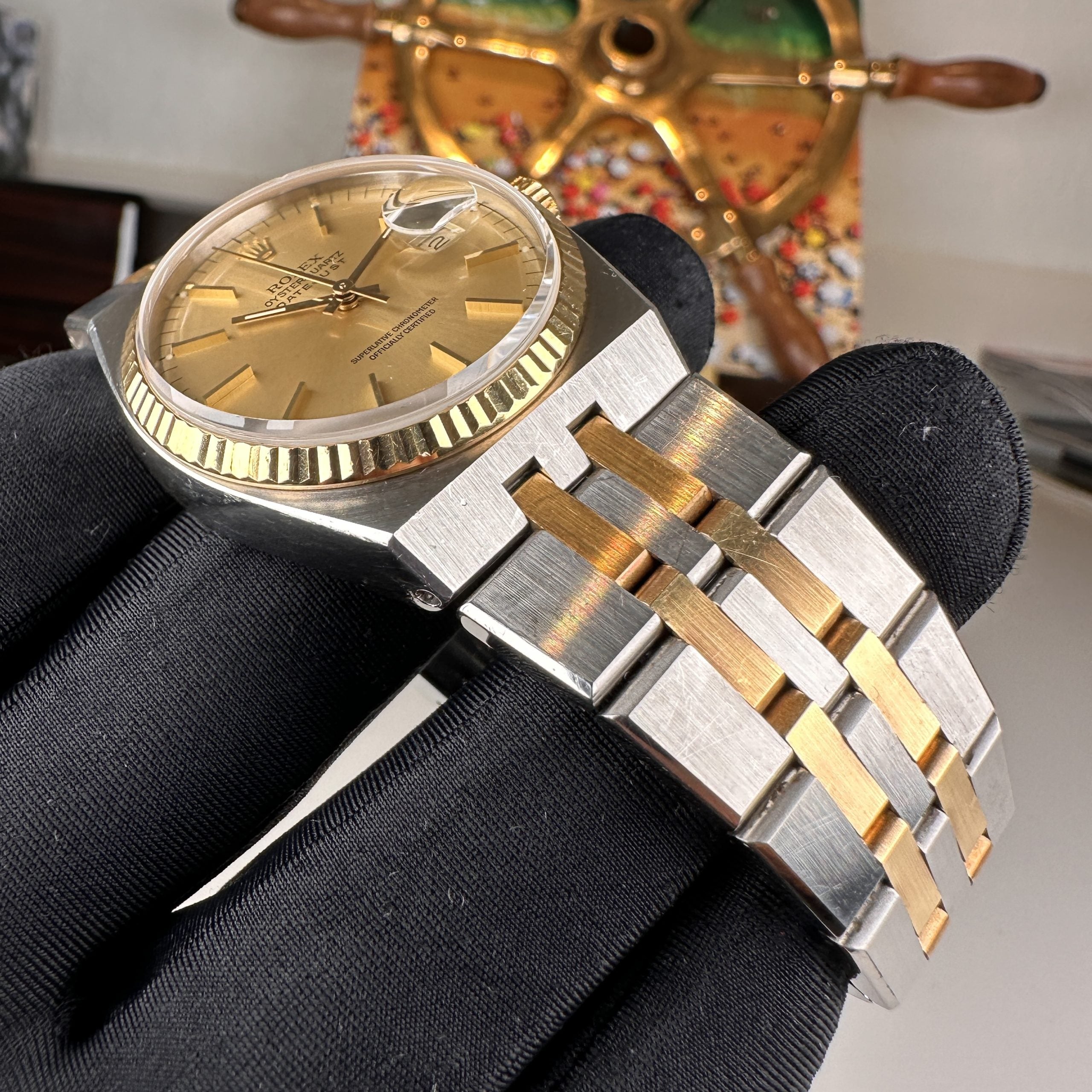1986 Rolex Datejust Oysterquartz 17013 Steel and Gold Unpolished
