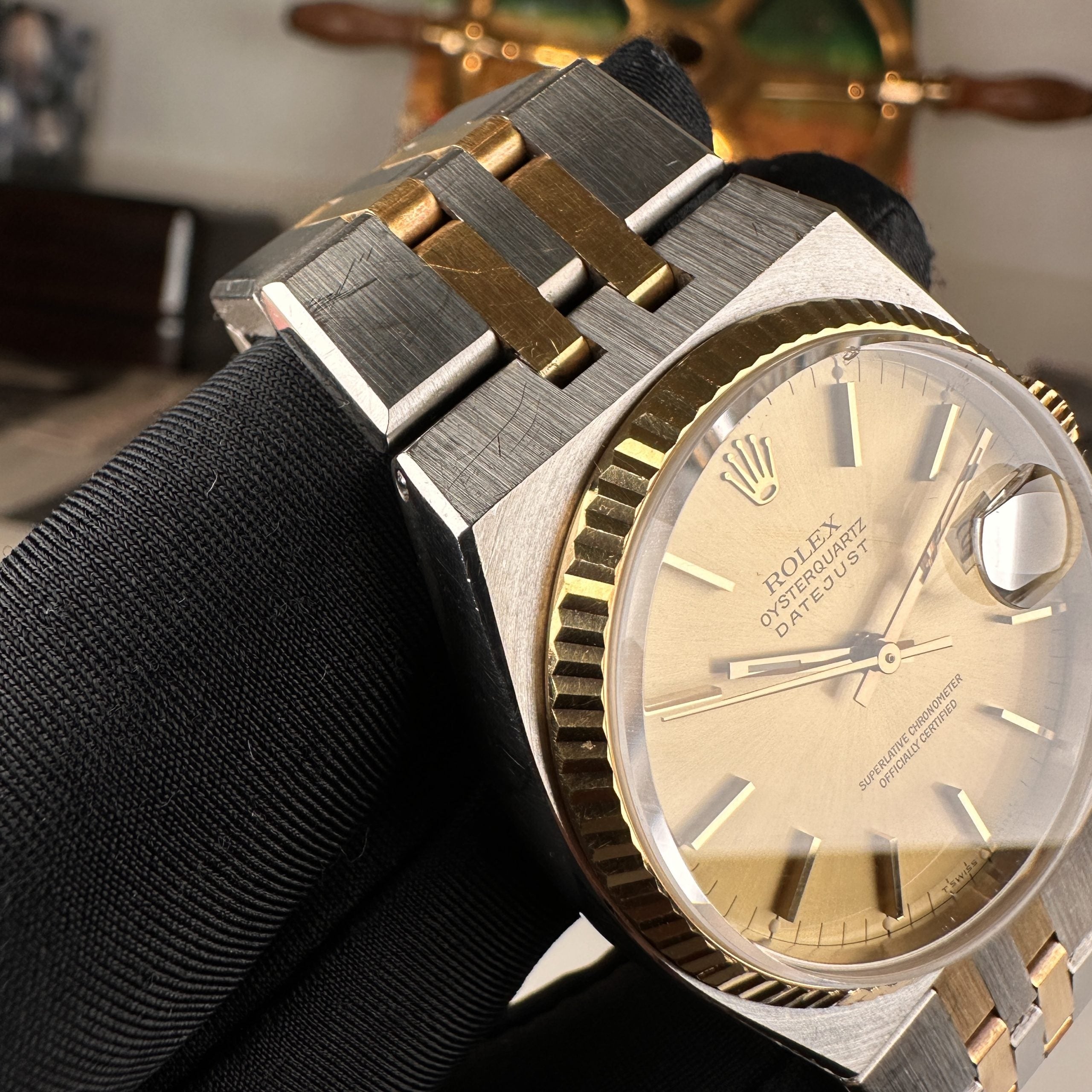 1986 Rolex Datejust Oysterquartz 17013 Steel and Gold Unpolished
