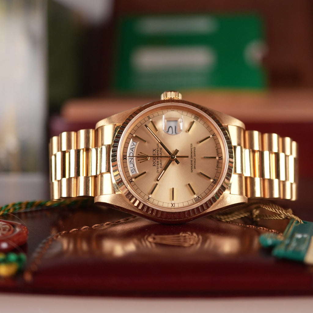 1986 Rolex Day-Date 18038 President Unpolished Full Set Box and Papers