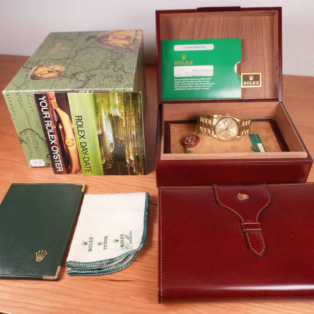 1986 Rolex Day-Date 18038 President Unpolished Full Set Box and Papers