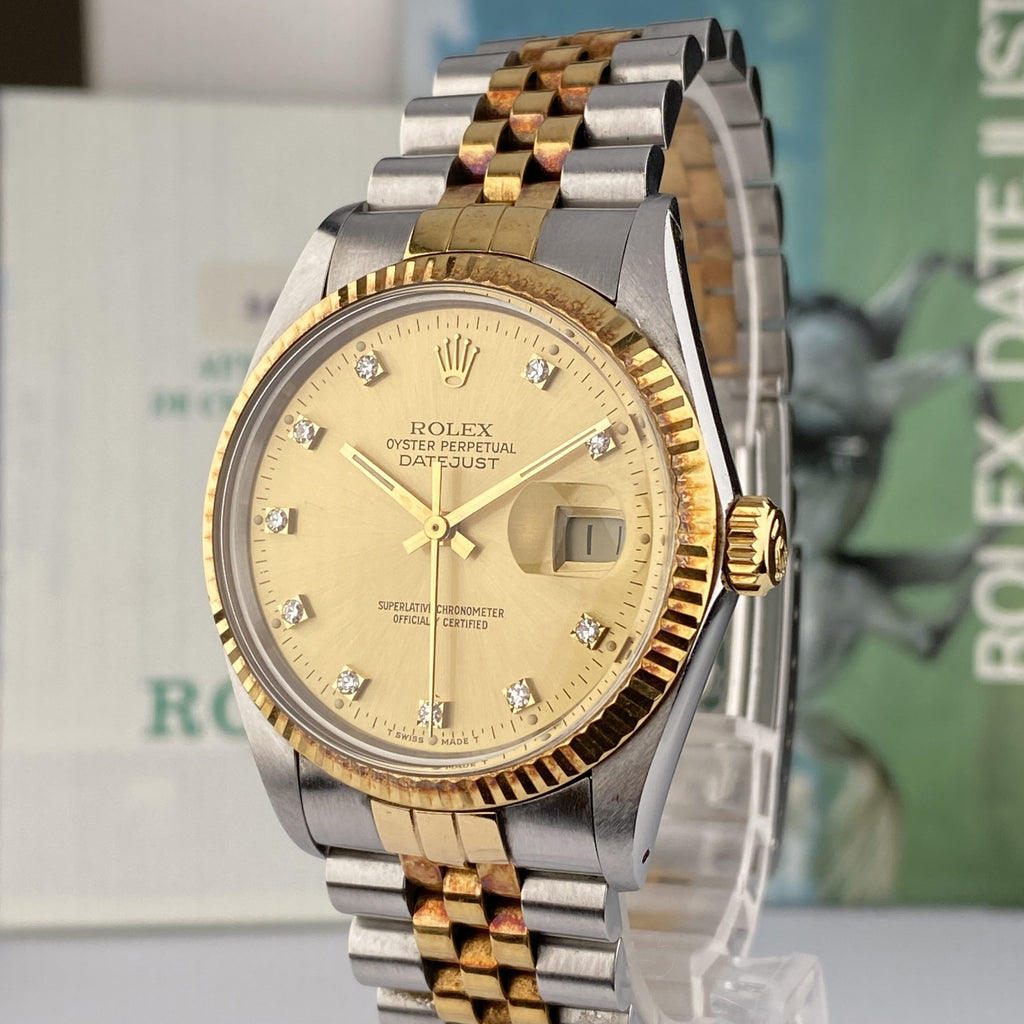 1987 Rolex Datejust 16013 factory Diamond Dial Unpolished with Papers