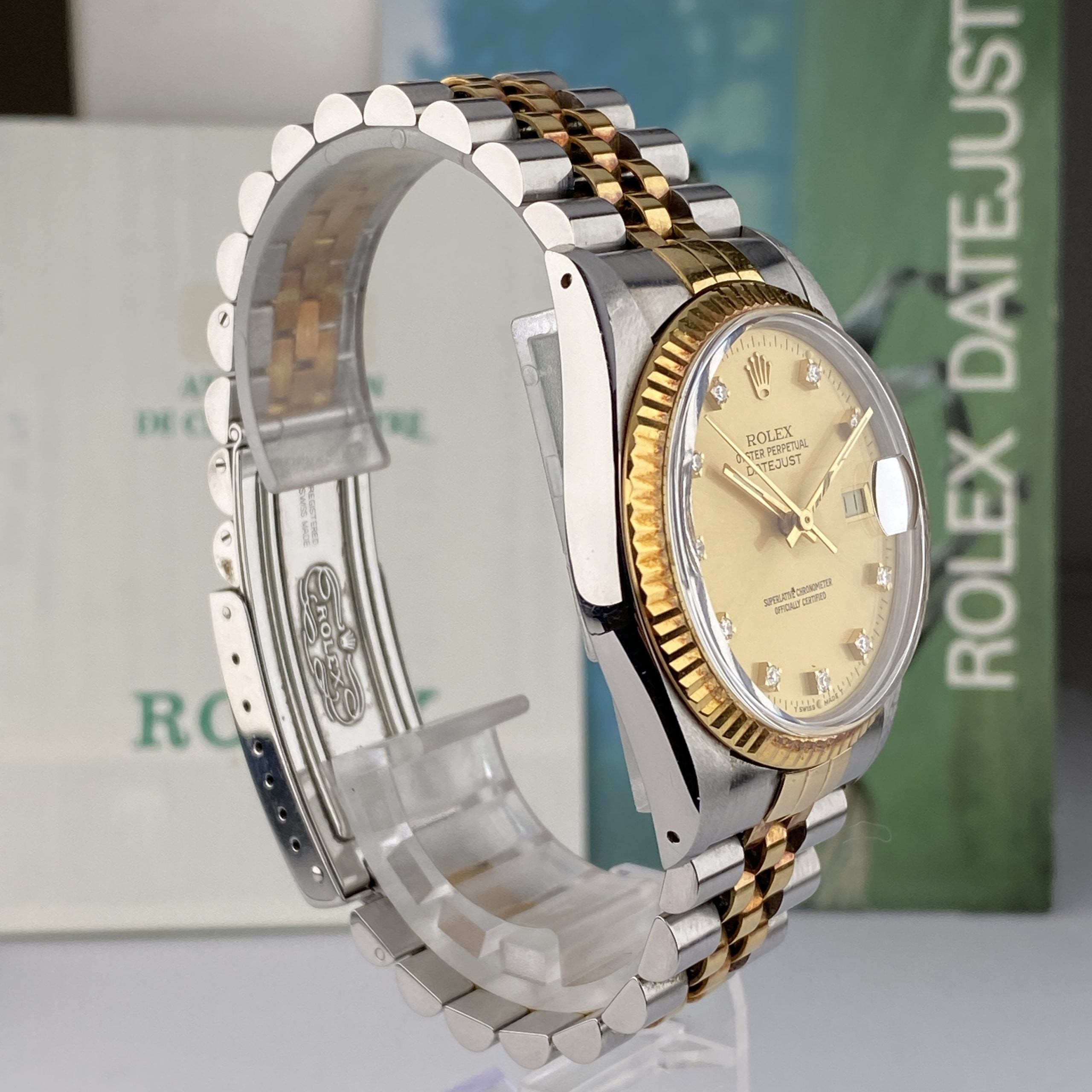 1987 Rolex Datejust 16013 factory Diamond Dial Unpolished with Papers