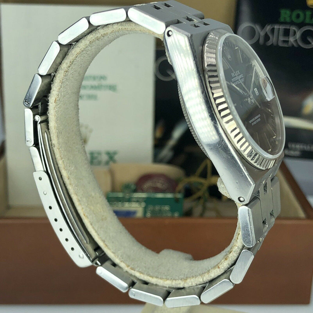 1987 Vintage Rolex DateJust Oyster quartz 17014 Black Unpolished box & Papers