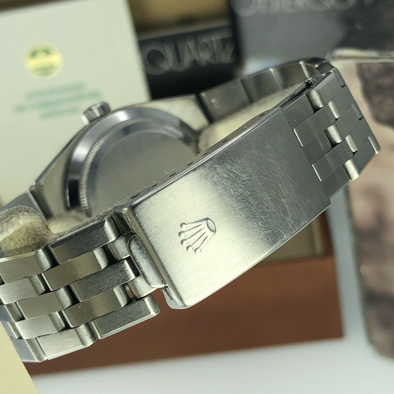 1987 Vintage Rolex DateJust Oyster quartz 17014 Black Unpolished box & Papers