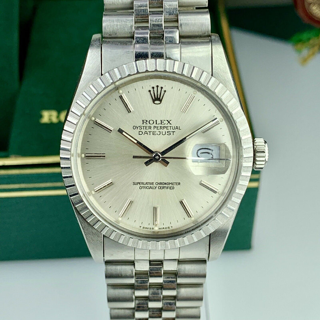1987 Vintage Rolex Datejust 16030 Silver Dial Unpolished Box & Papers Full Set