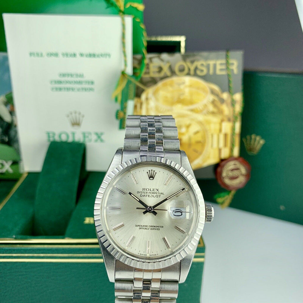 1987 Vintage Rolex Datejust 16030 Silver Dial Unpolished Box & Papers Full Set
