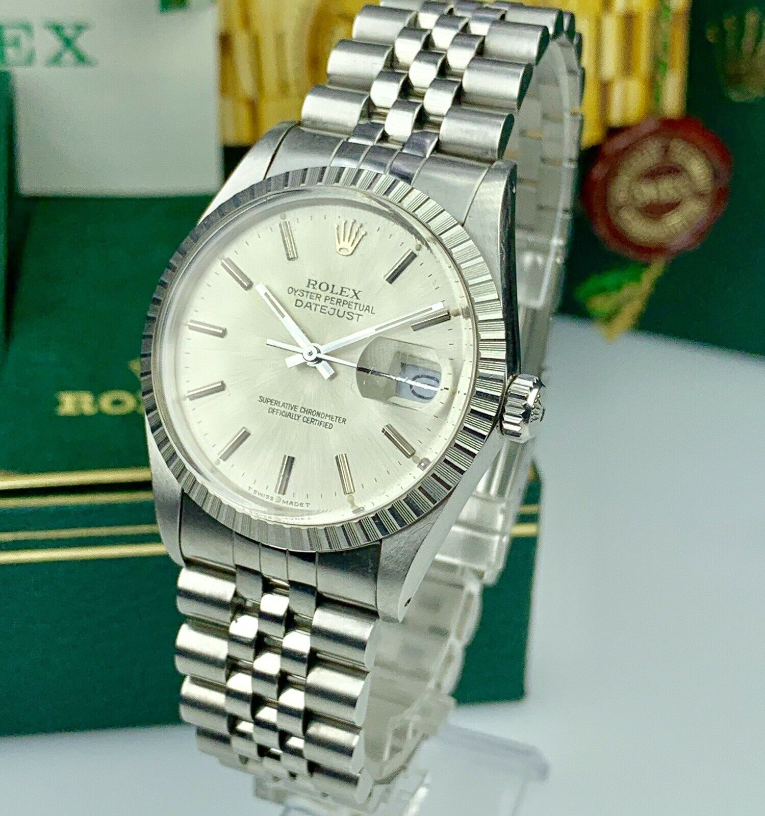 1987 Vintage Rolex Datejust 16030 Silver Dial Unpolished Box & Papers Full Set