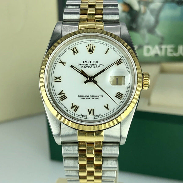 1988 Rolex Datejust 16233 Factory Roman Dial 36mm Mint Condition With Box