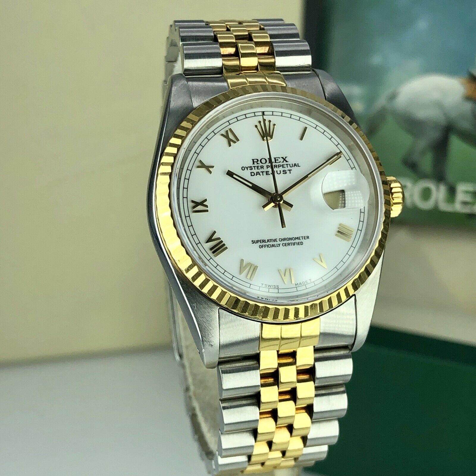 1988 Rolex Datejust 16233 Factory Roman Dial 36mm Mint Condition With Box