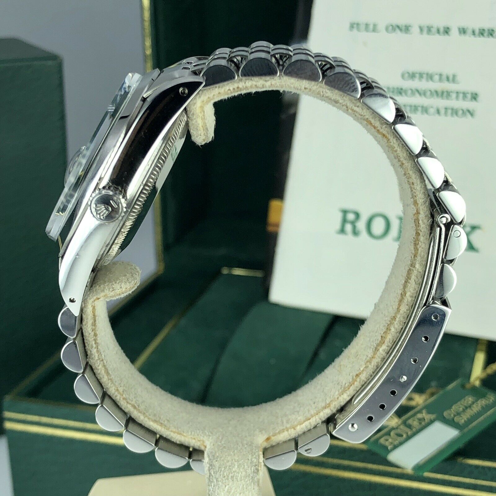1988 Vintage Rolex Date 15000 Black Dial Unpolished Jubilee Box and Papers