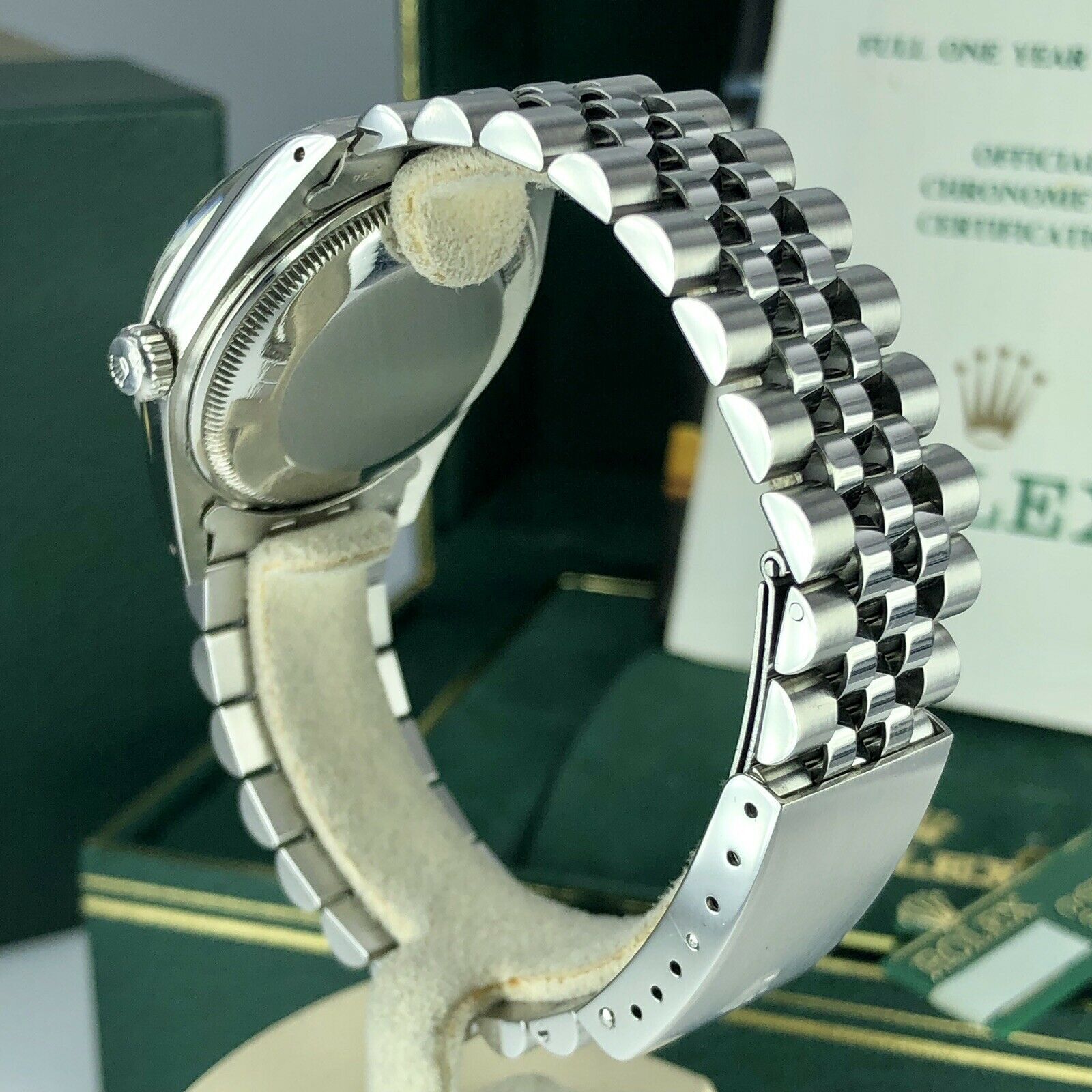 1988 Vintage Rolex Date 15000 Black Dial Unpolished Jubilee Box and Papers