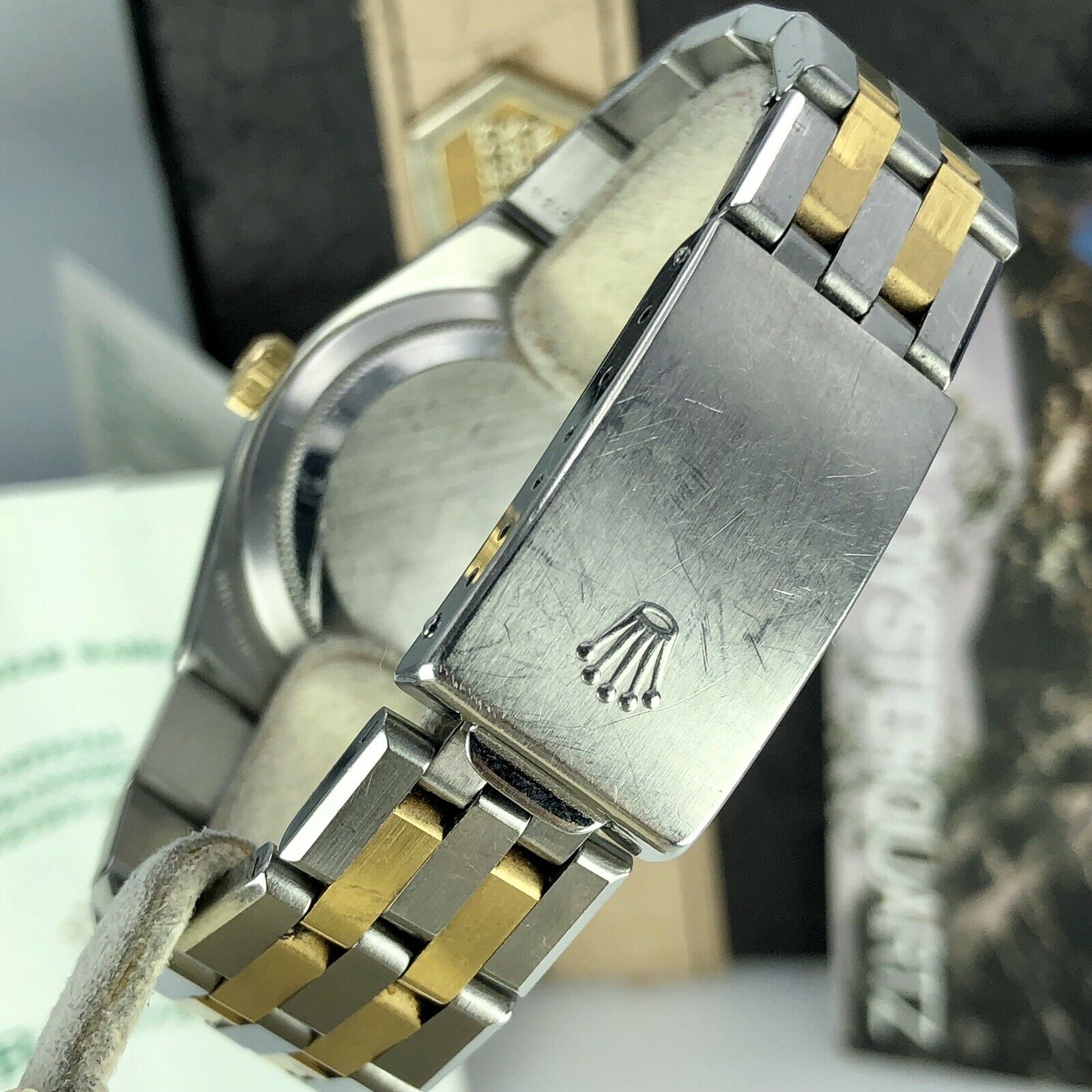 1988 Vintage Rolex DateJust Oyster quartz 17013 Two Tone Unpolished box & Papers