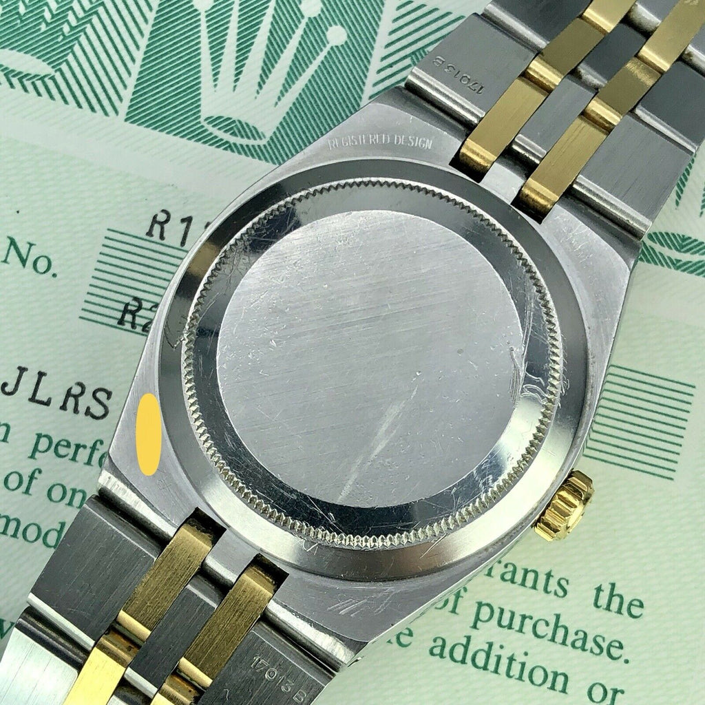 1988 Vintage Rolex DateJust Oyster quartz 17013 Two Tone Unpolished box & Papers