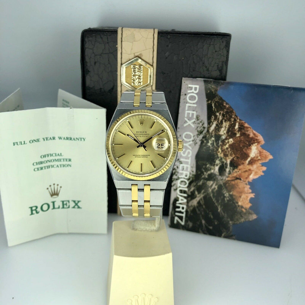 1988 Vintage Rolex DateJust Oyster quartz 17013 Two Tone Unpolished box & Papers