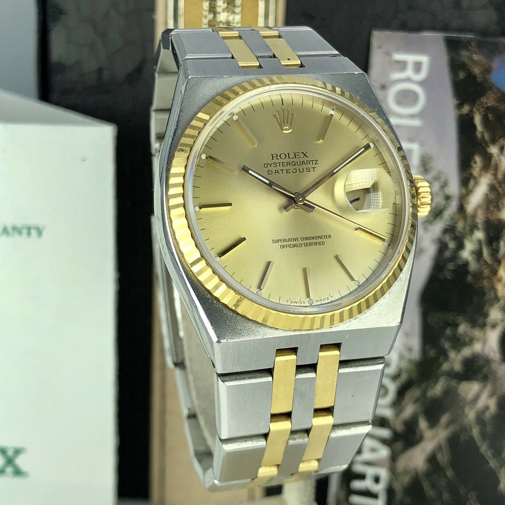 1988 Vintage Rolex DateJust Oyster quartz 17013 Two Tone Unpolished box & Papers