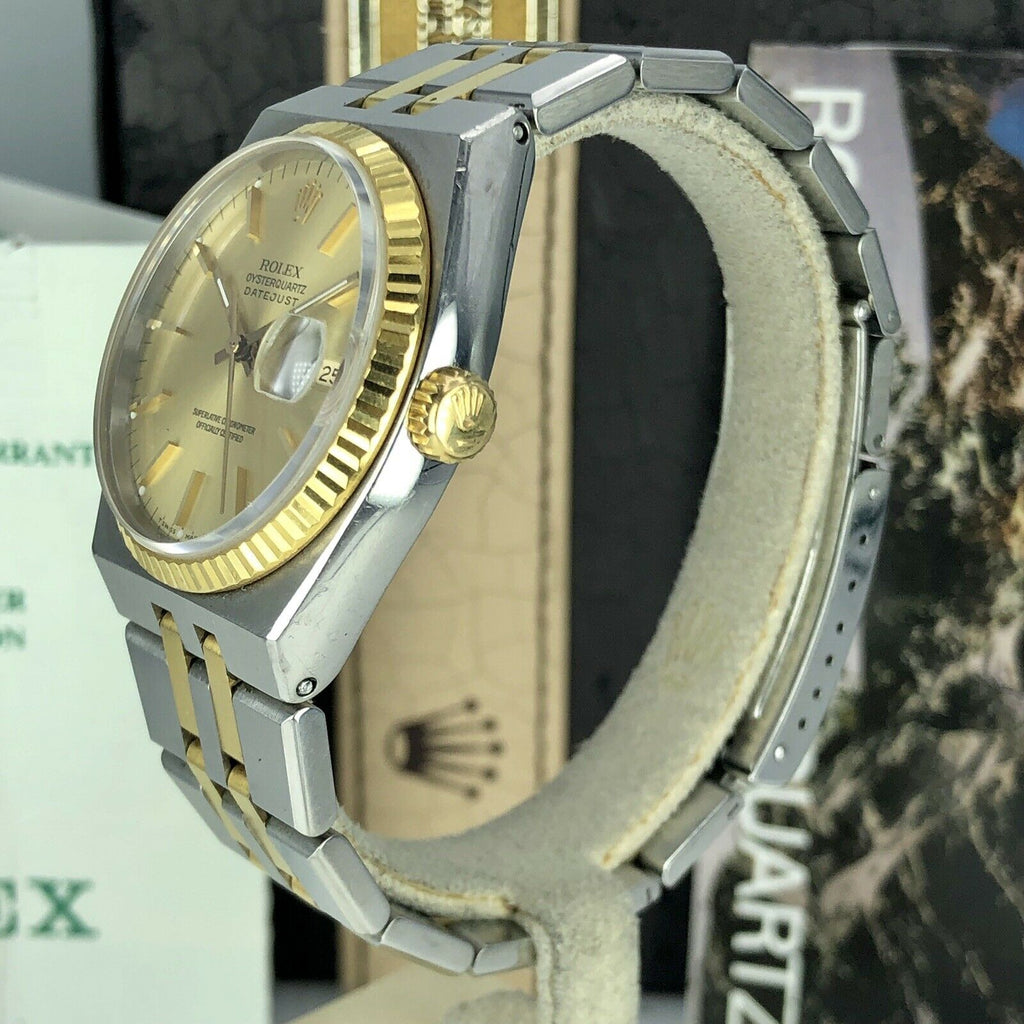1988 Vintage Rolex DateJust Oyster quartz 17013 Two Tone Unpolished box & Papers