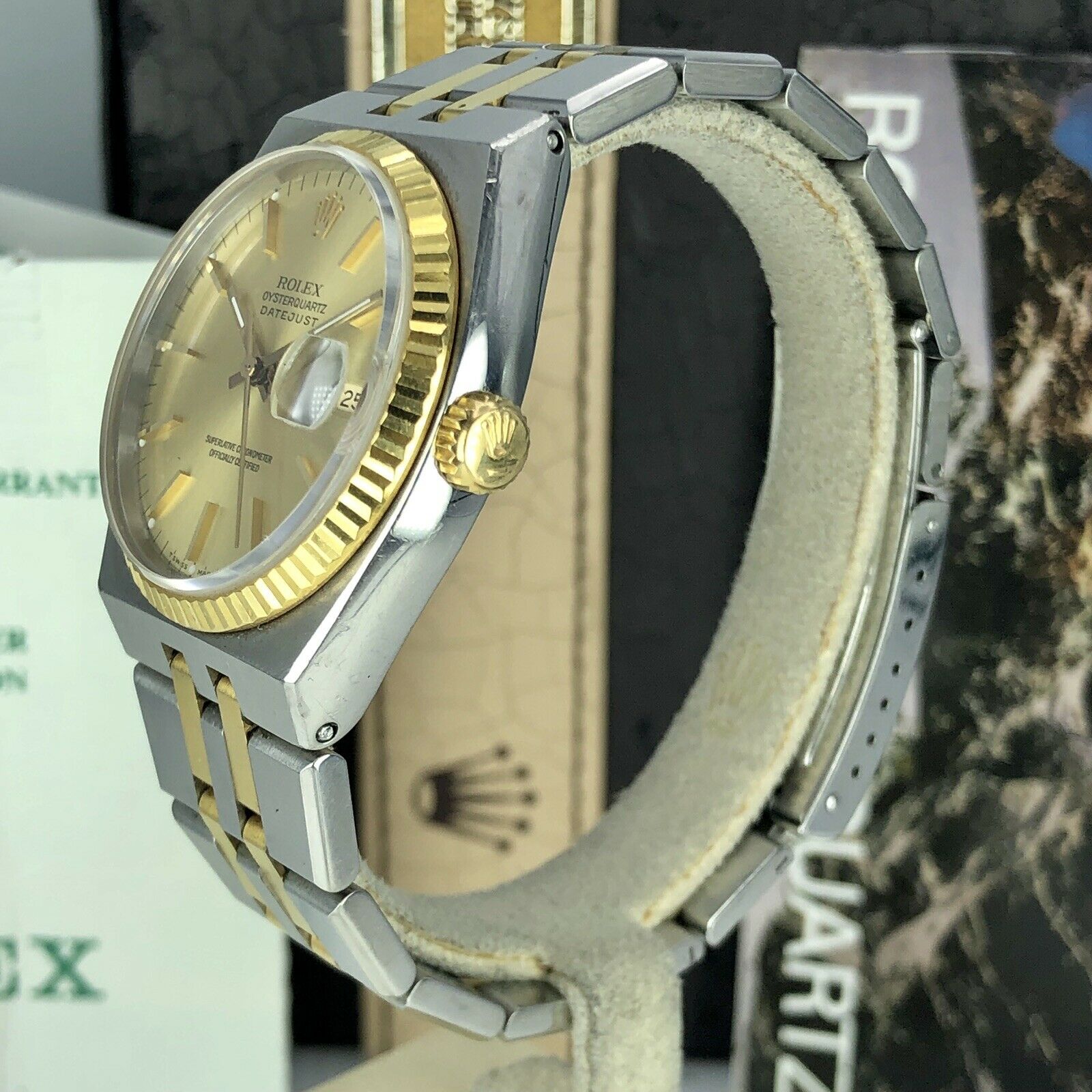 1988 Vintage Rolex DateJust Oyster quartz 17013 Two Tone Unpolished box & Papers