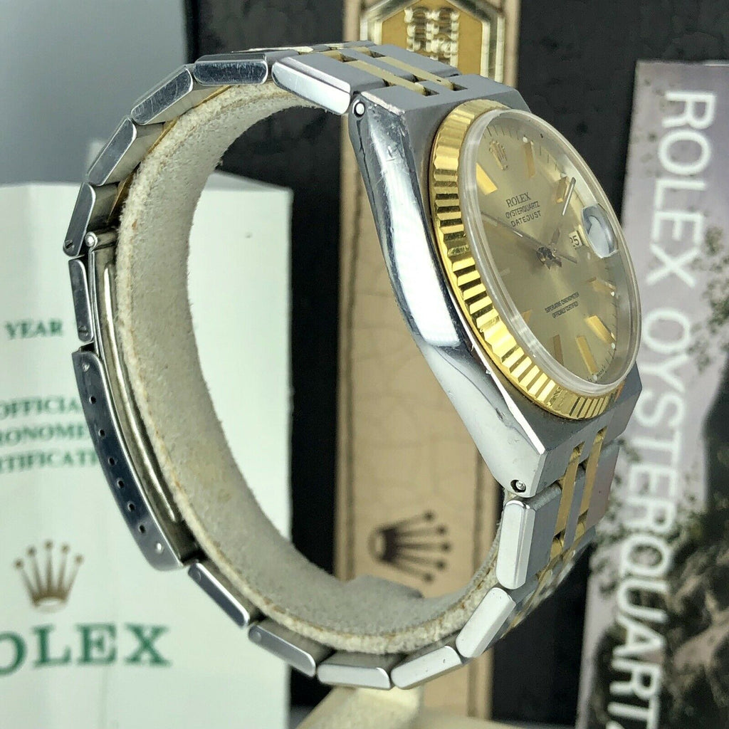 1988 Vintage Rolex DateJust Oyster quartz 17013 Two Tone Unpolished box & Papers