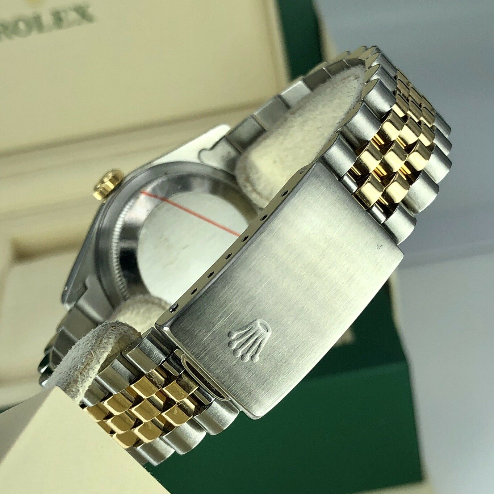 1989 Rolex 16233 Datejust 2 tone18k gold & Steel Diamond Champagne Dial w Box