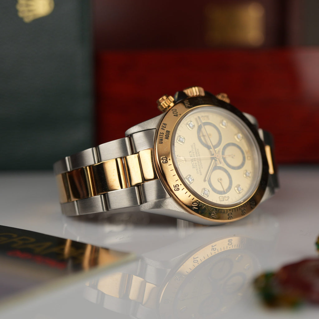 1989 Rolex Daytona 16523 Steel & Gold 4 line diamond dial